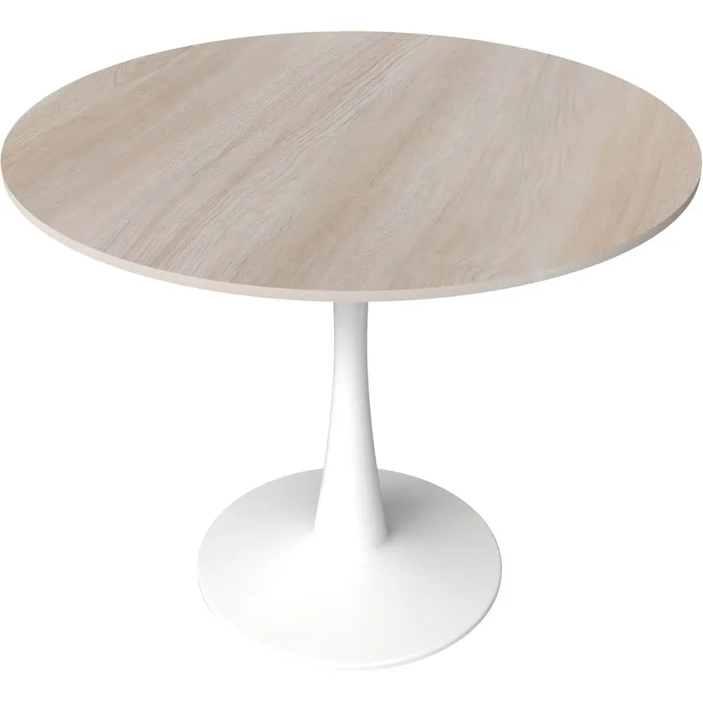 

Mid-Century Modern 35 Round Dining Table with MDF Top and White Iron Base for Kitchen and Dining Room