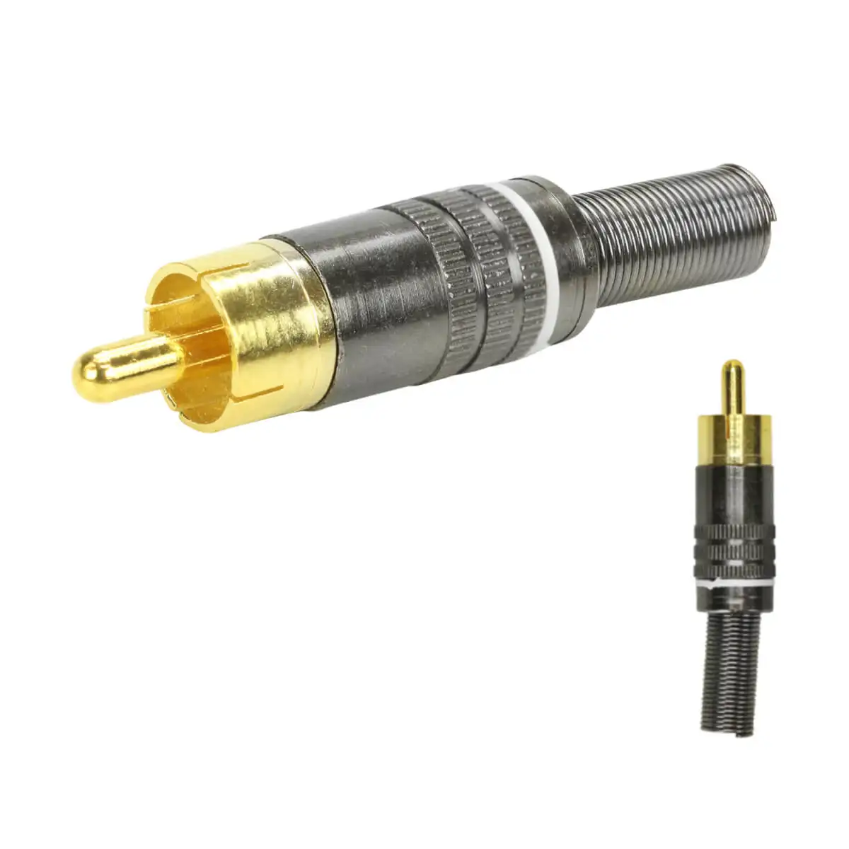 10x Professional Graphite Male Rca Plug-24K Gold Tip-White