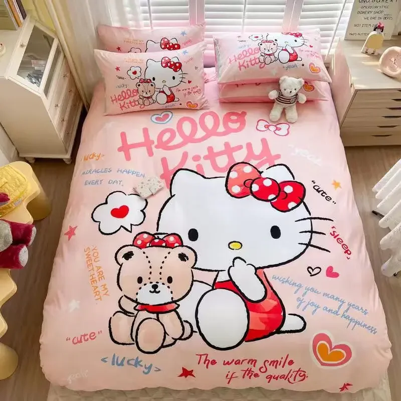 

Детское пододеяльник Sanrio Kuromi, комплект из четырех предметов, хлопковая простыня с героями мультфильмов, комплект из четырех предметов