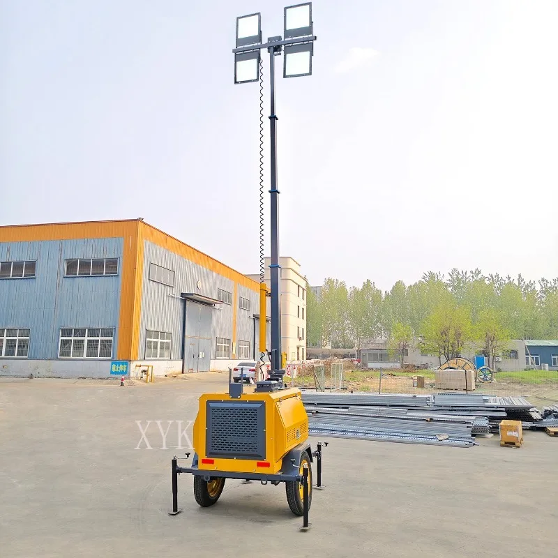 Mobile Lighting Tower Diesel Remote Control Auto Lift Tower Light Outdoor Emergency Rescue Construction Site Lamp
