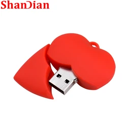Gifts For Kids Red Heart 64GB USB Flash Drive Silicone 32GB Pen Drives Creative Gift 16GB Memory Stick 8GB Beautiful U Disk  2.0