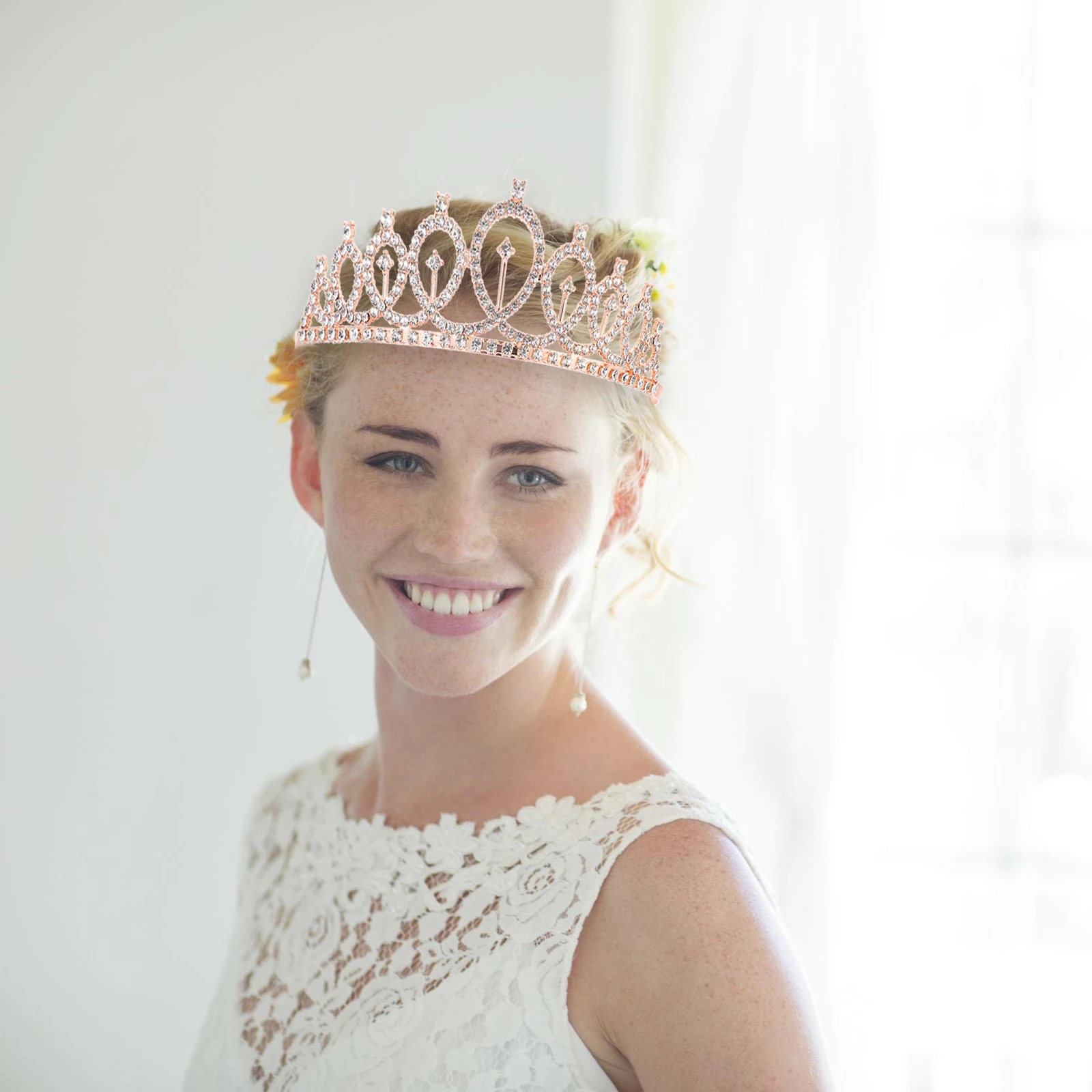 

Crown Set Elegant Hair Wear Birthday Crown Decor Wedding Headdress Princess Bridal Accessories Lightweight Eco Friendly Sweet