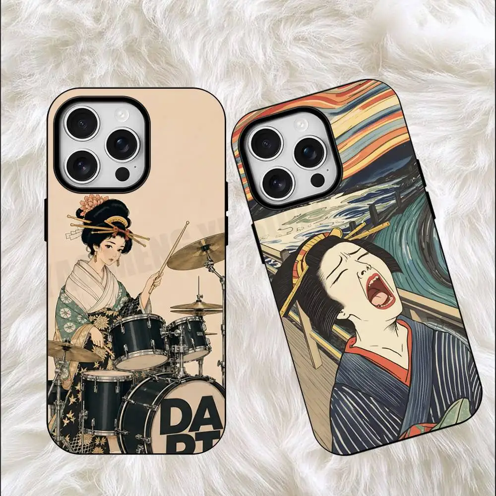 Modern Japan Ukiyo-e Matte Magnetic For Case For iPhone 18 17 16 15 14 13 12 11Pro Plus Mini Max Frosted Cover