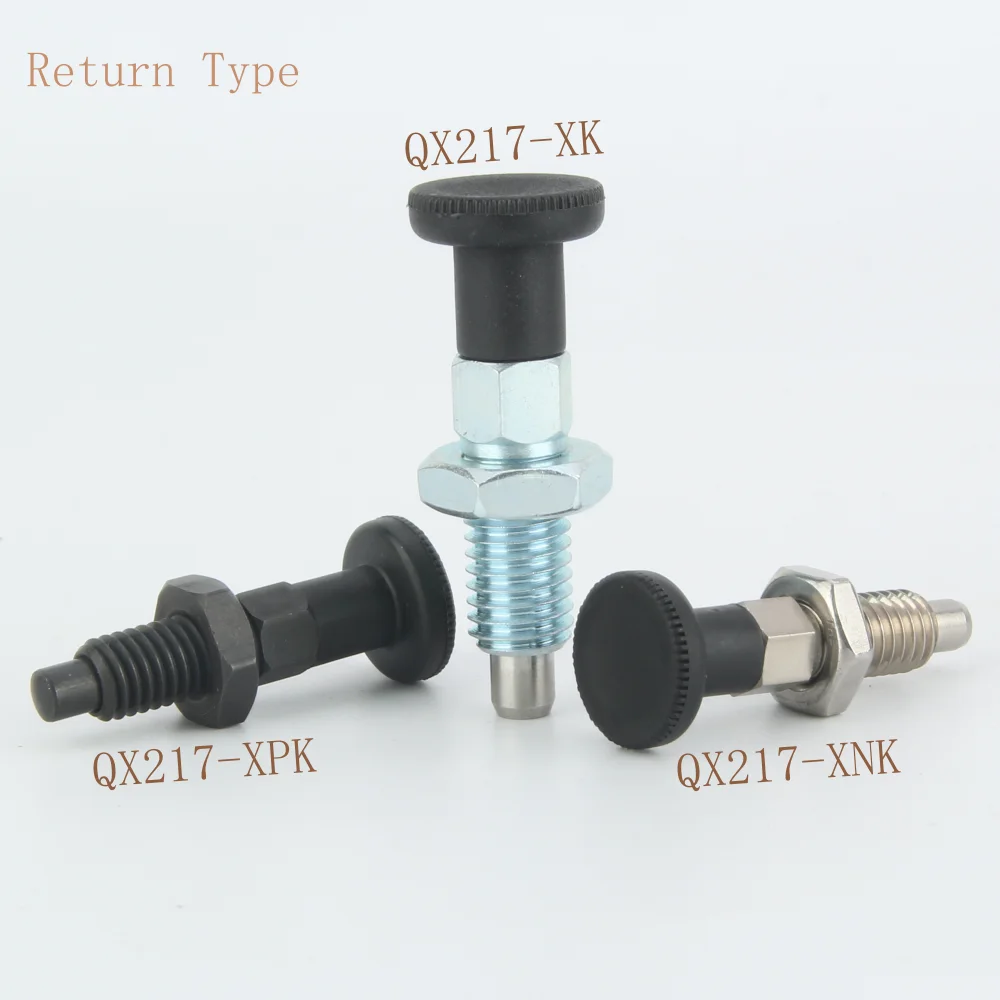 QX217 Return Type/Rest Position Aluminum/Plastic Knob Indexing Plungers Threaded Locating Pin with Nuts