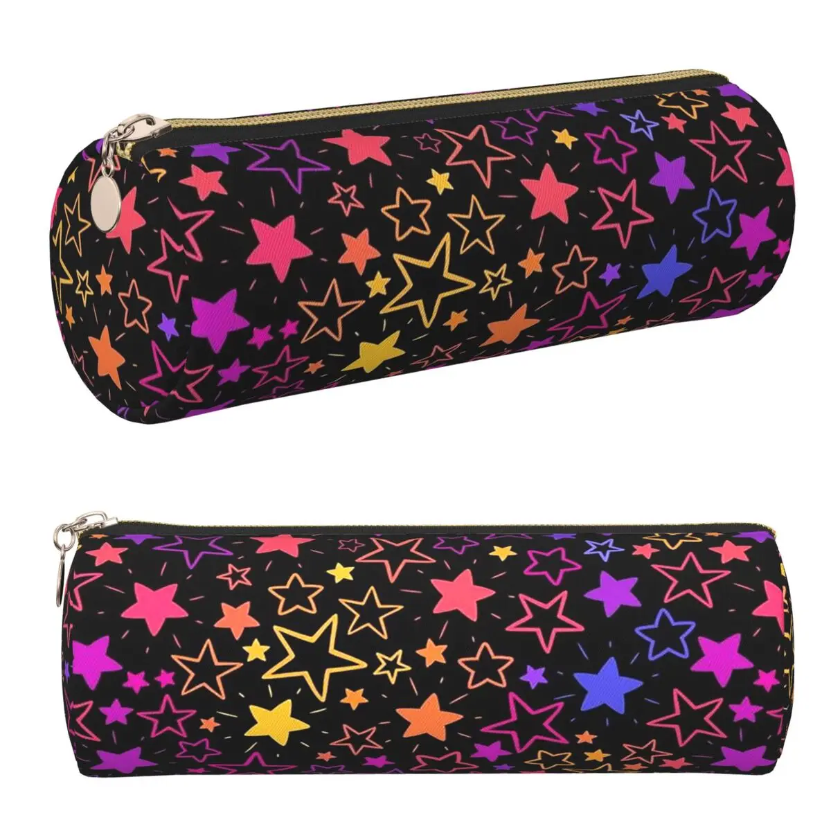 Neon Vibrant Star Pattern Pencil Case Pen Holder Stationery Supplies Large Storage Pen Box Pencil Bag for Boy Girl Gifts