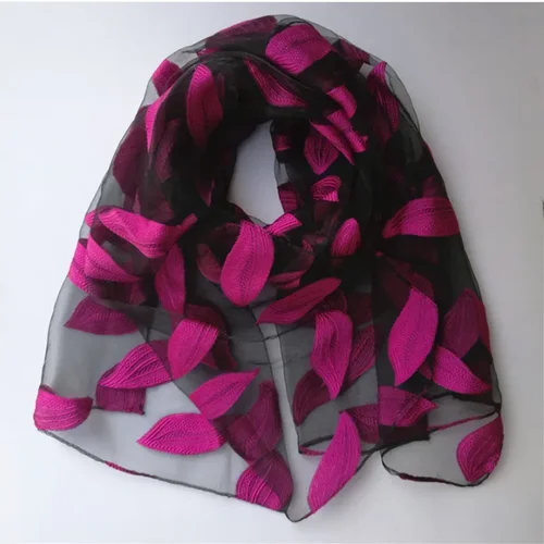 Moda Primavera y verano del nuevo estilo bufanda de empalme de encaje de Organza bufanda de seda de corte femenino bufanda con patrón de flores de anacardo