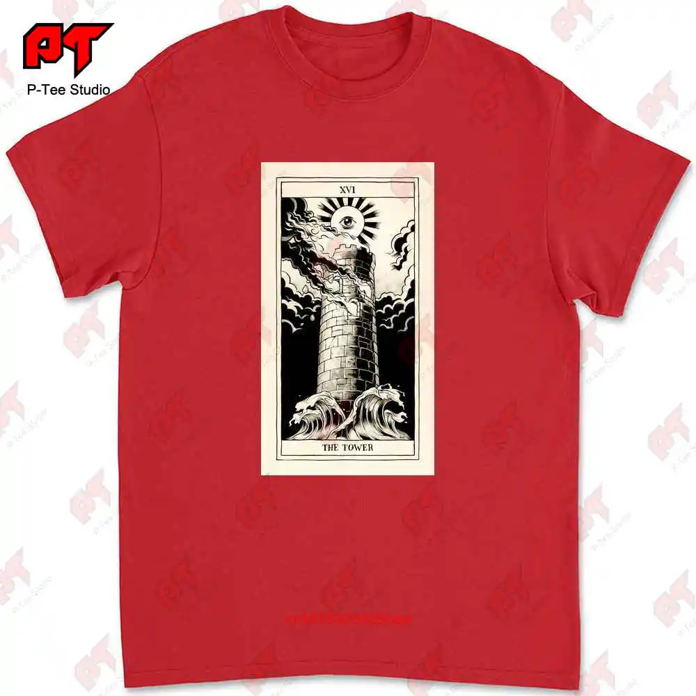 The Tower Tarot Card Art Logo T-shirt KMMU