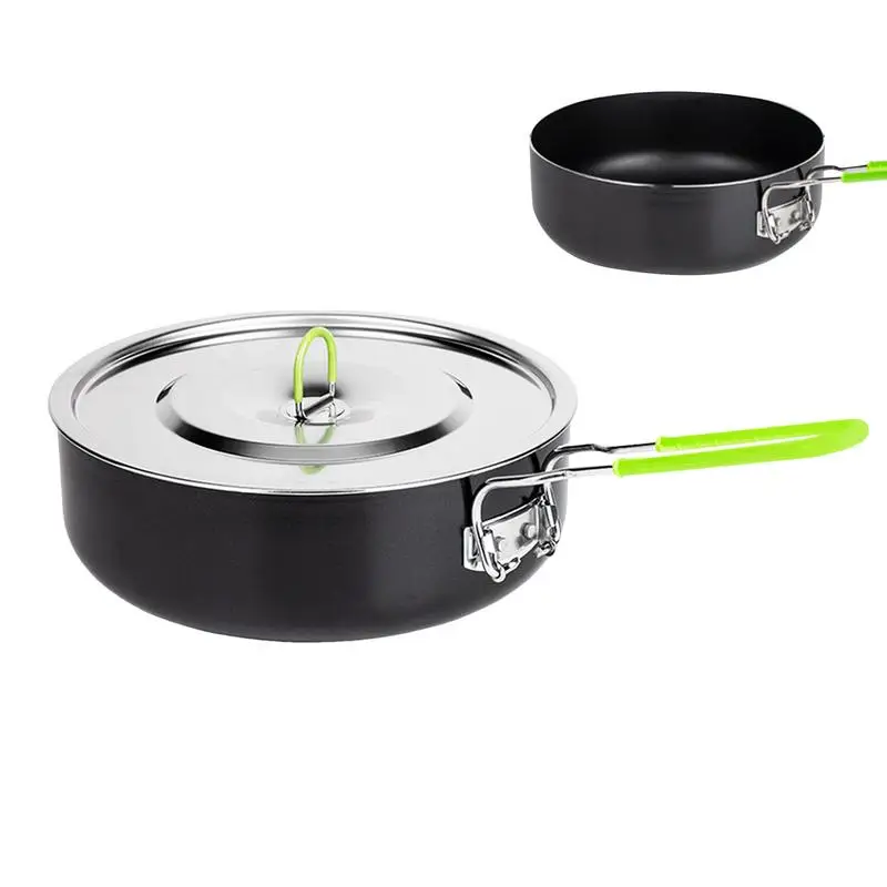 

Camp Cookware Pot Non-Stick Picnic Pot Camp Pot Camping Pan Picnic Pot With Folding Handle Multipurpose Pot For Backpacking