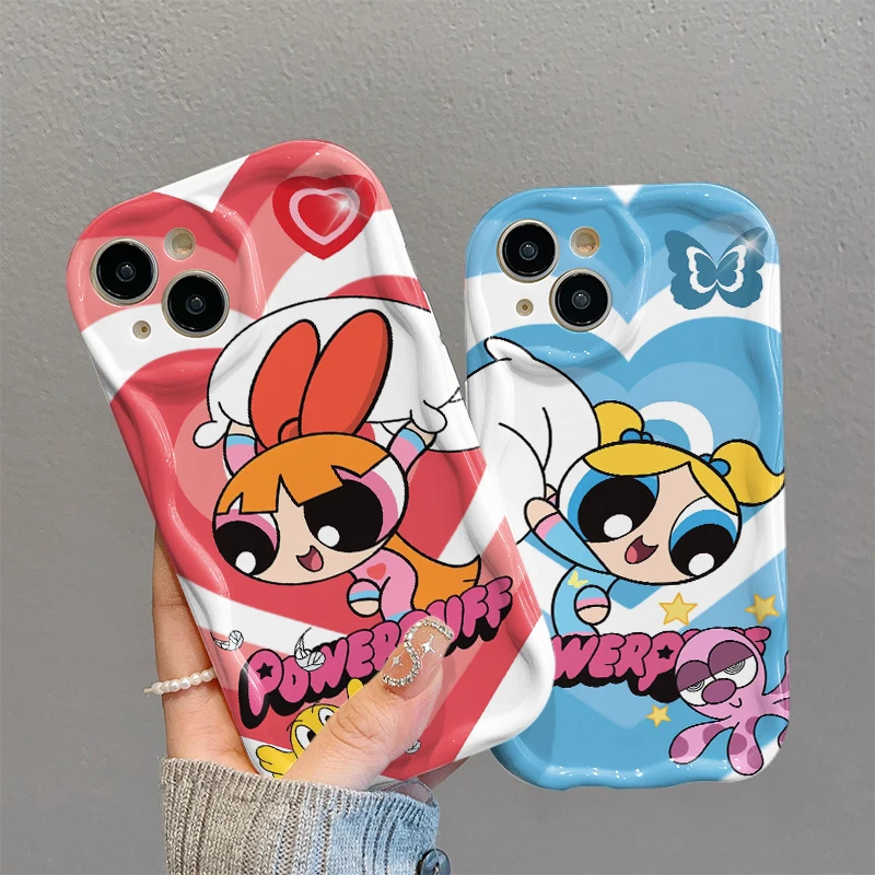 Cute Powerpuff Girls Soft Case for Xiaomi Mi 13 12 11i 5G Pro Lite POCO X5 5G X4 X3 GT NFC X2 F5 F4 F3 M4 M3 M2 Wavy Edge Cover