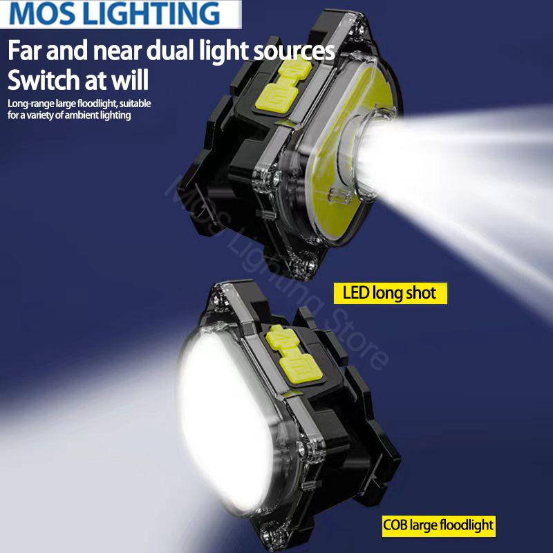  New LED Dual Light Source Glare Headlight Cob Outdoor Waterproof Headlamp Night Fishing Maintenance Cycling Night Running Patrol 