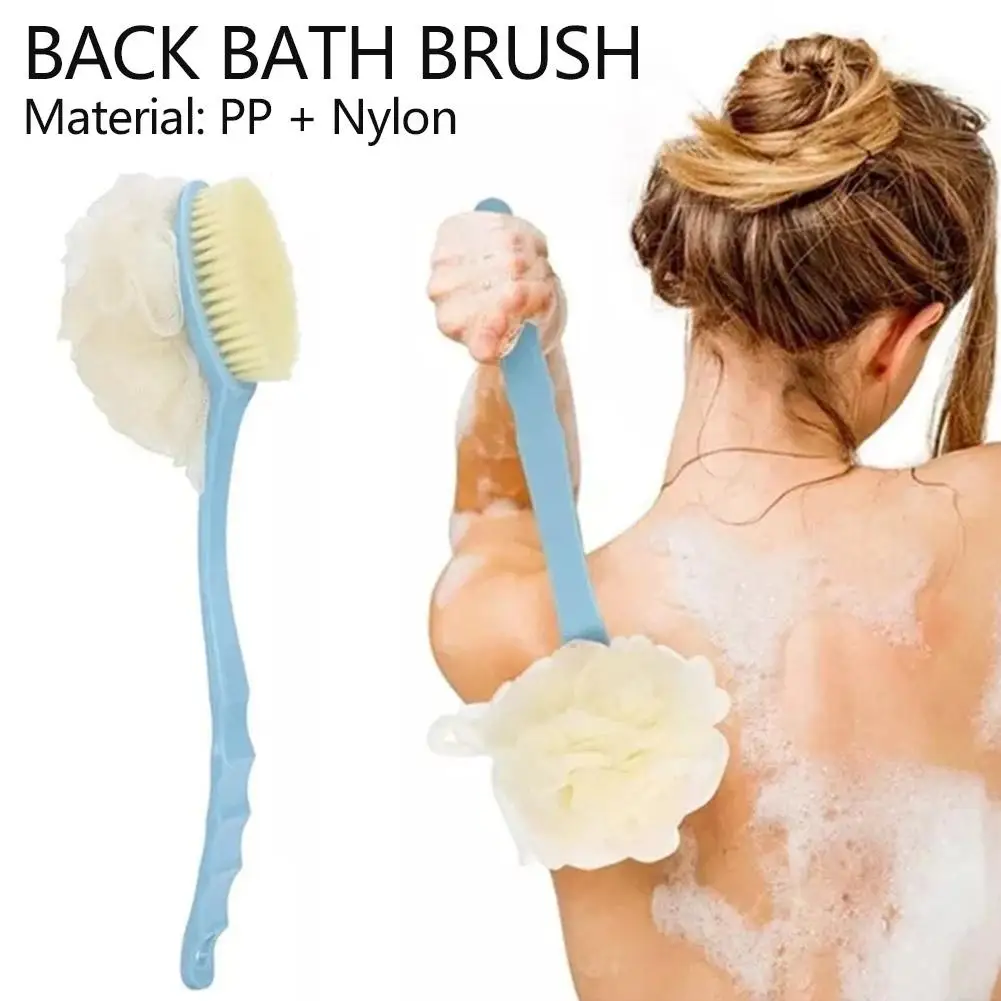 2 In1 Long Handle Rubbing Bath Brush Soft Hair Bath Brush Artifact Bath Flower Bath Belt Ball Of BrushBack With M8C1