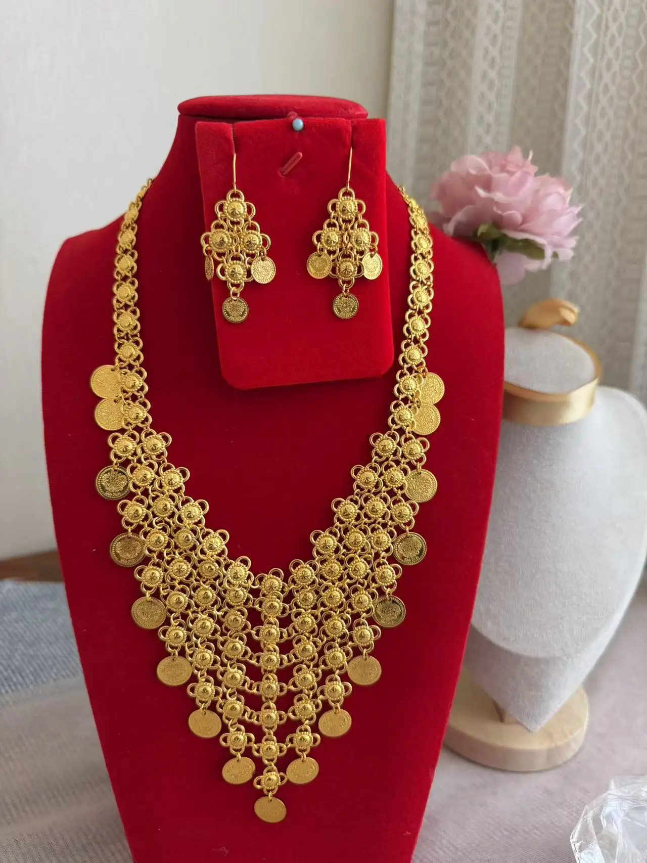 

New Dubai Nigeria 24K Gold Plated Necklace Earrings as Wedding Party Gift Jewelry Set for Lovers YY10610