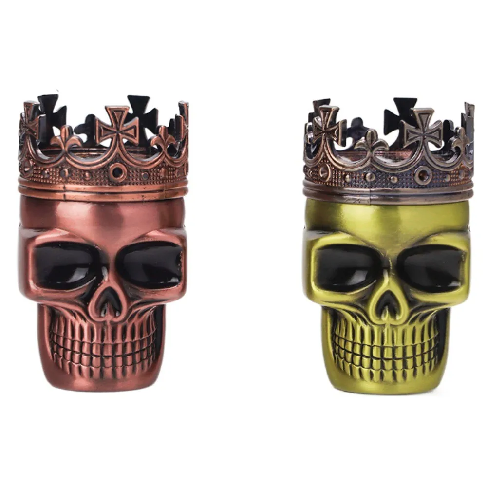52mm 3 Layer Crown Skull Grinder Zinc Alloy Manual Crusher Portable Tobacco Herb Smoking Accessories Mens Gift
