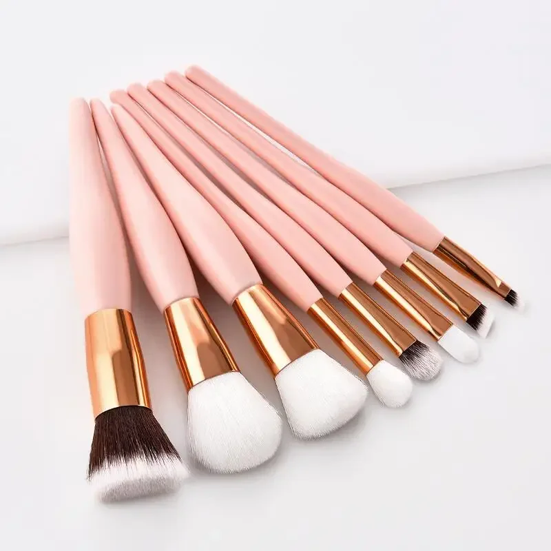 8 pçs pincéis de maquiagem conjunto fundação pó blush sombra de olho maquiagem cosméticos completo profissional compõem escova