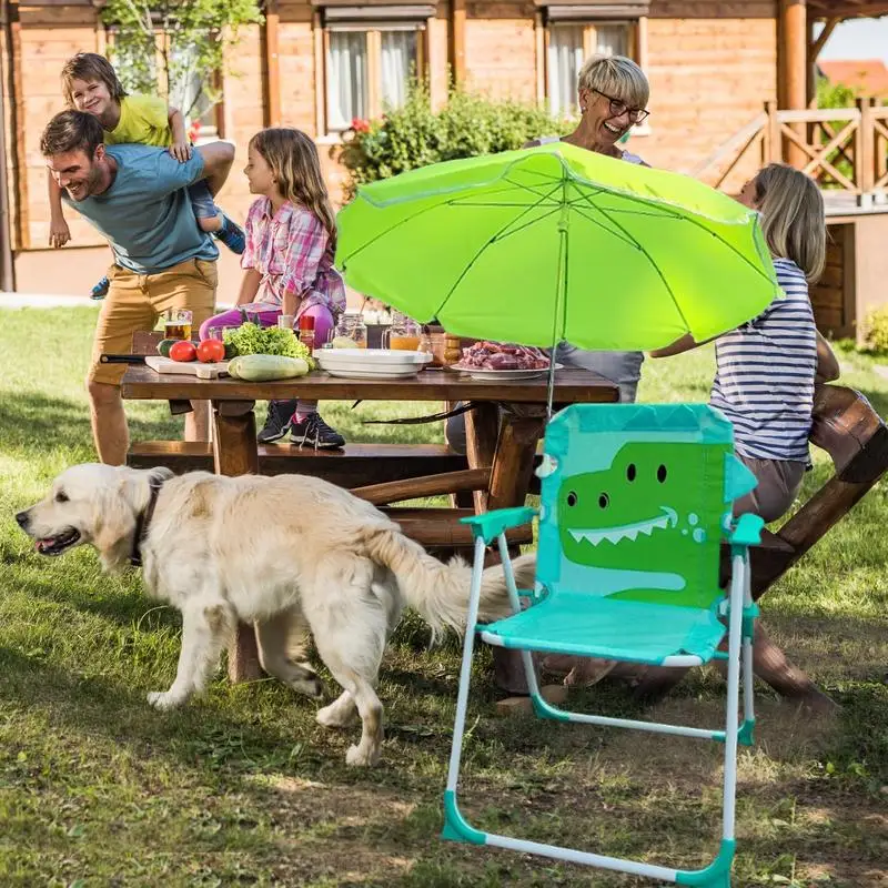 Child Folding Beach Chair With Umbrella Wind Resistant Sand Seat With Parasol For Outdoor Travel Lawn Garden Sun Lounger image 3