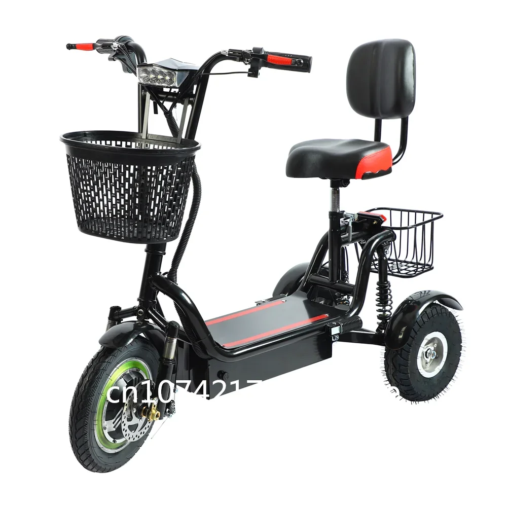 Foldable Electric Tricycle, High Power, Third Gear, Adjustable,Leisure,Commuting,Vehice,11 Inch, 48V, 350W,Range 40-50KM,25KM/H