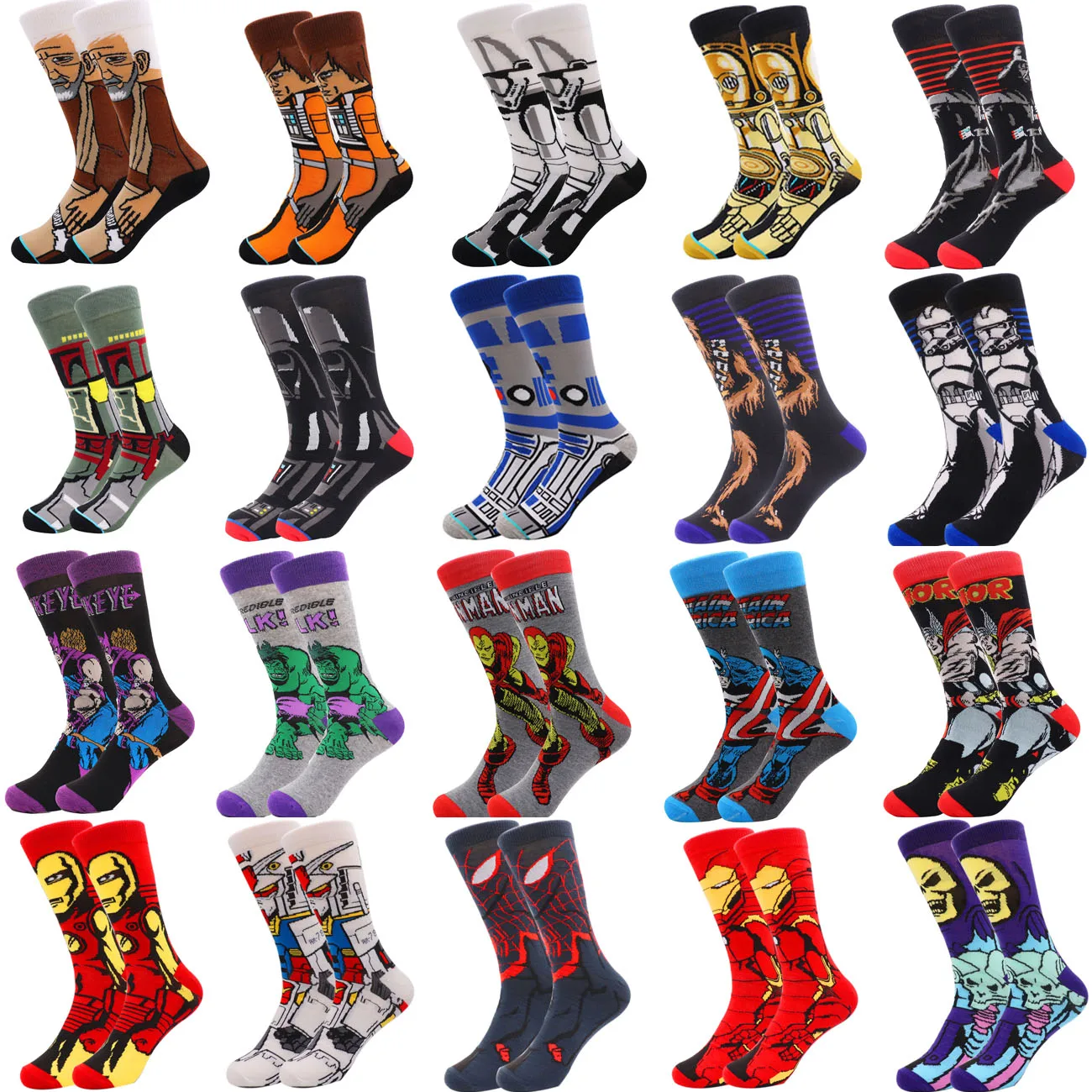 2022 New Funny Autumn Winter Star Wars Movie Men socks Master Yoda R2-D2 Cosplay Socks Wookiee Jedi Knight Novelty Women's Socks