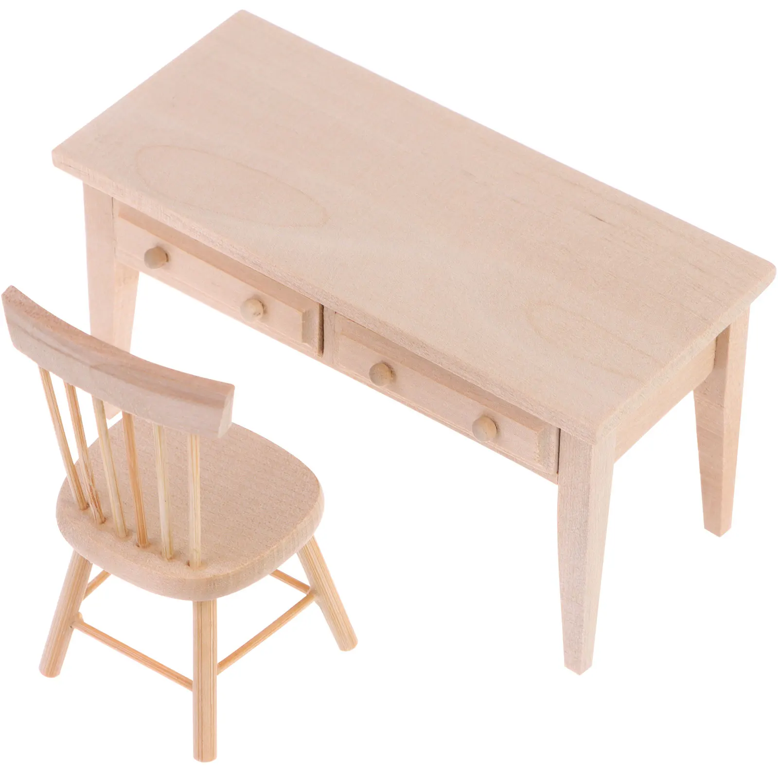 Wooden Dollhouse Furniture Mini Dollhouse Furniture Desk Chair Set Miniature