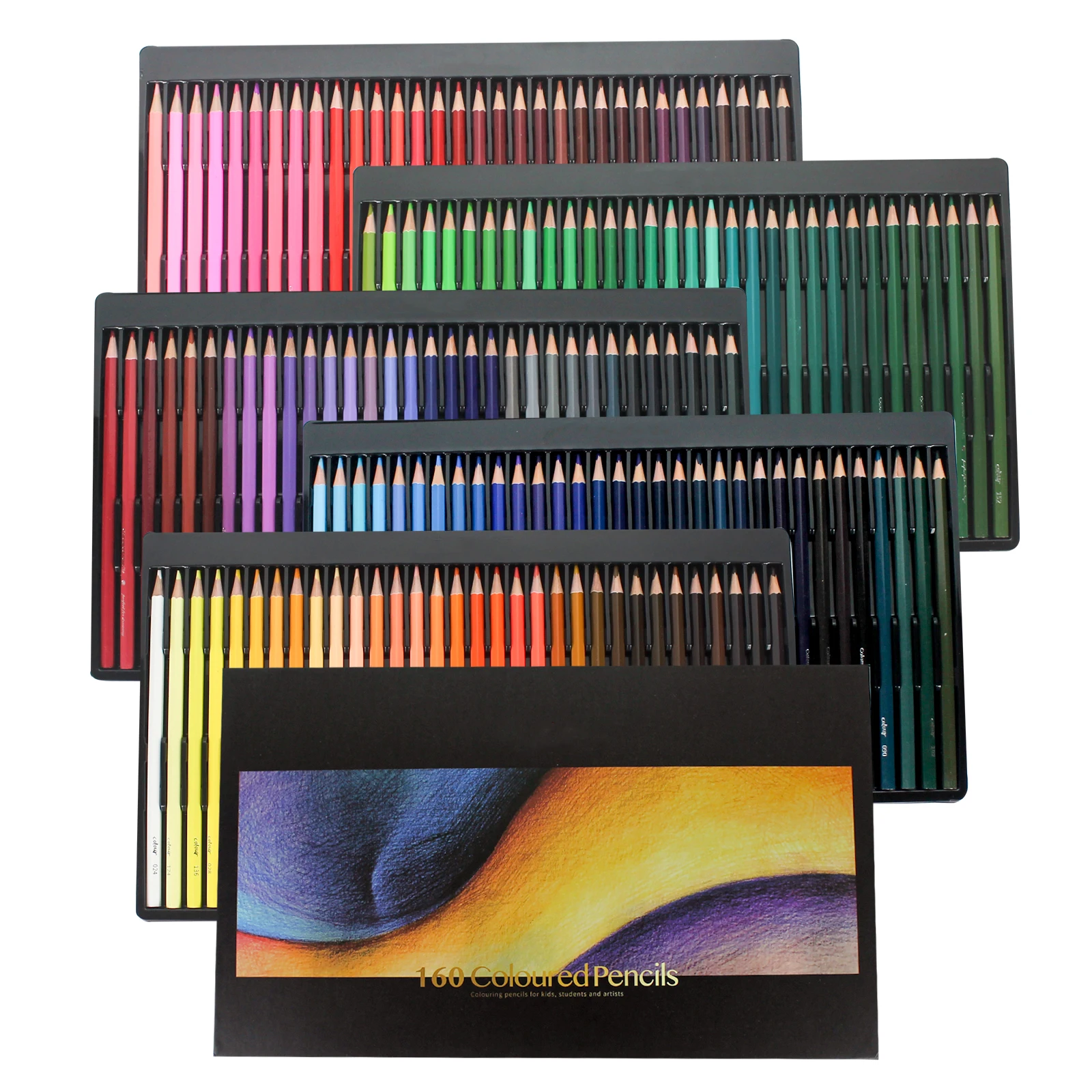 lapis colorido para esboco e pintura desenho de chumbo oleoso lapis de colorir art school supply gift box 160 pcs 01