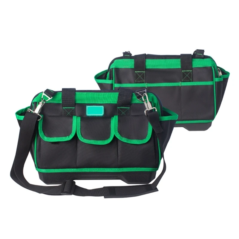 16in/18in/20in Tool Bag Adjustable Shoulder Strap Waterproof Wide Mouth Tool Bag with 8 Exterior Pockets Rubber Drop Shipping