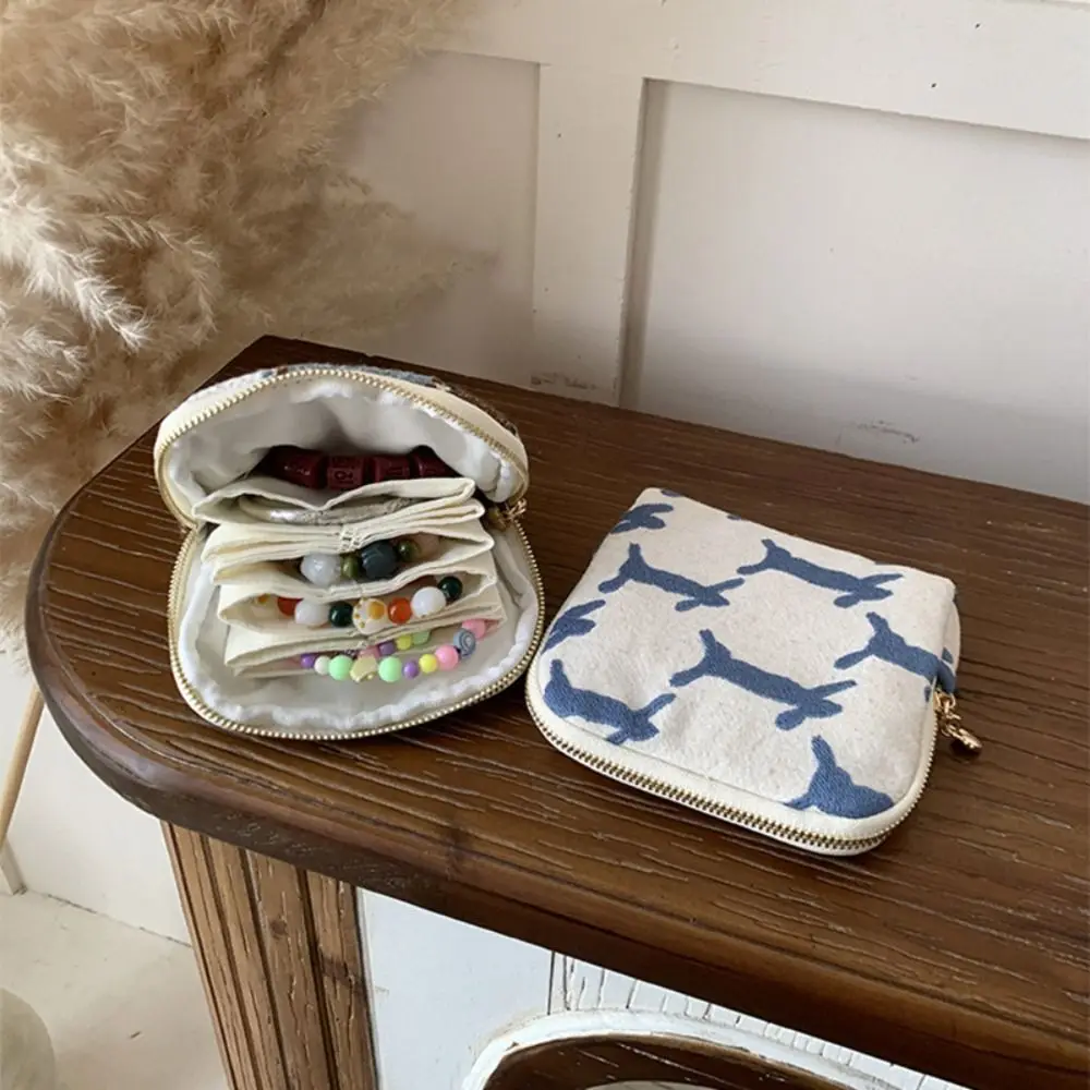 

Многослойная вышитая сумка для хранения украшений из хлопка и льна в этническом стиле, чехол для браслетов, вышитый модный женский кошелек