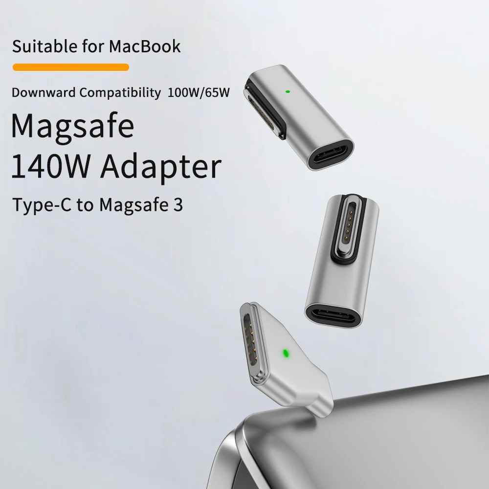 Adapter magnetyczny USB typu C do Magsafe 3 PD 65W 100W 140W szybki Adapter do Apple MacBook Air/Pro14 PC akcesoria