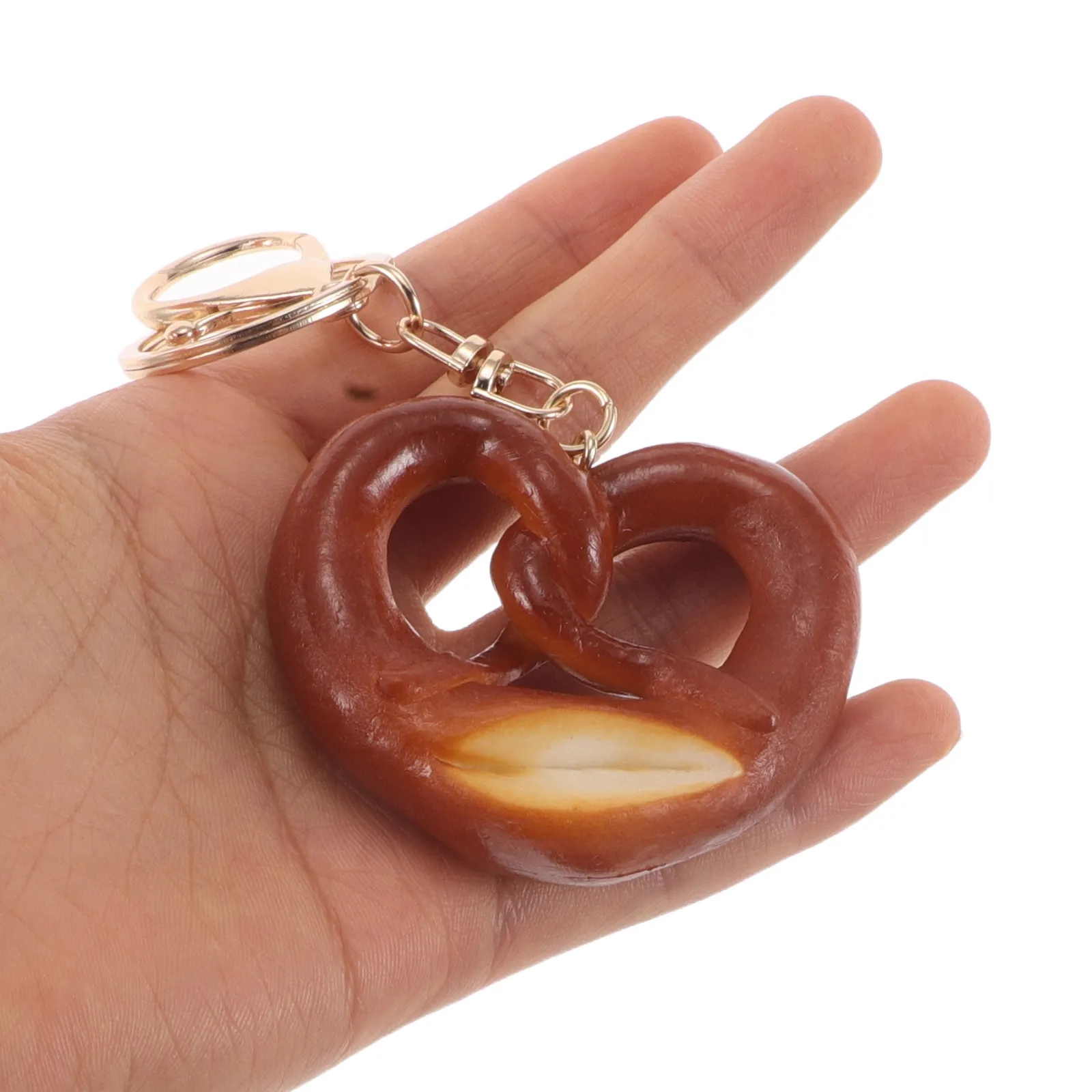 5Pcs Fake Bread Keychain Set Realistic Artificial Pretzel Bag Charm Cute Food Pendant Purse Key Ring Fake Mini Bread