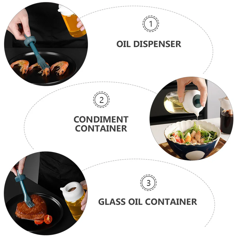 

1Pcs Press Oil Bottle Oil Dispenser Glass Container Kitchen Use Vinegar Can Condiment Brush for Cooking Condiment Container
