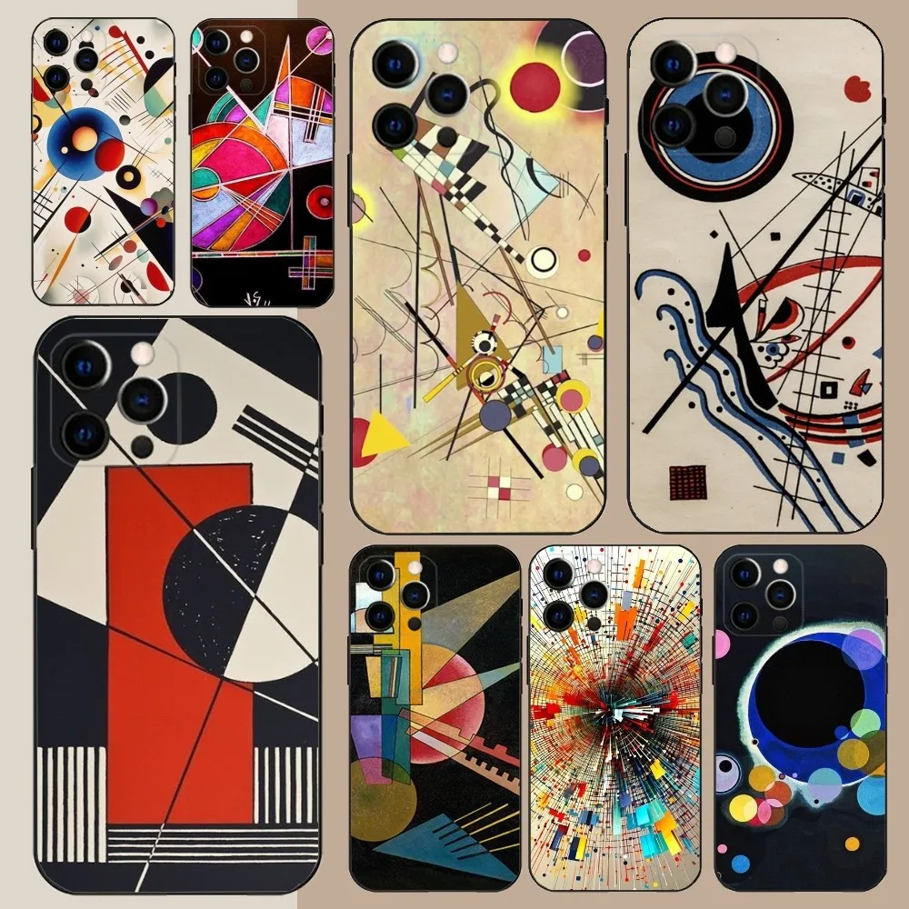 Wassily Kandinsky Abstract  Phone Case For Apple iPhone 15,14,13,12,11,Pro,X,XS,Max,XR,Plus,Mini Soft Black Cover