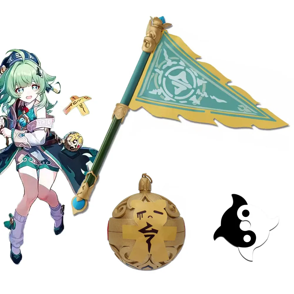 

Game Honkai Star Rail HuoHuo Cosplay Props Flag 60cm Long Green Gradient Wig Role Play Anime Halloween Party Costume Accessories