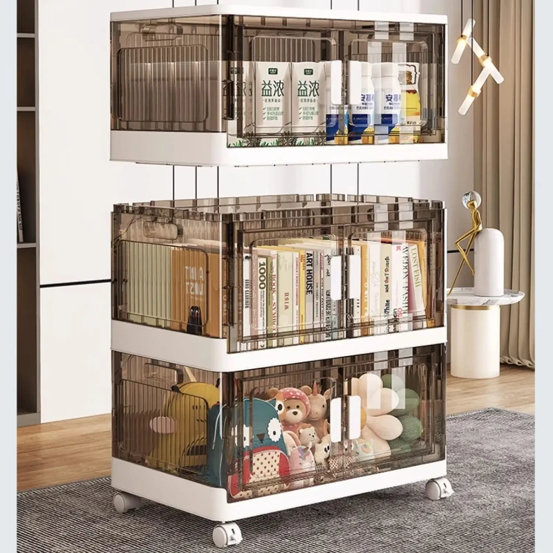 Foldable Storage Box with Trunk Open Cabinet Transparent Storage Bins Home Wardrobe Sorting Organizer Large Capacity