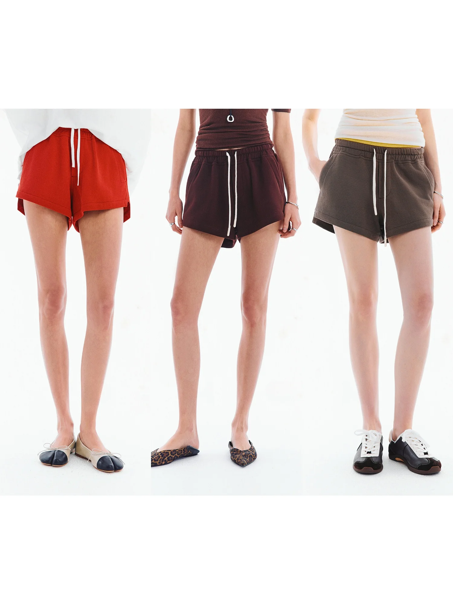 

DMON Ultra Soft Loop Casual Shorts Women's Elastic Waist Drawstring Cotton Sweatpants Slimming Design Comfortable Summer Pants