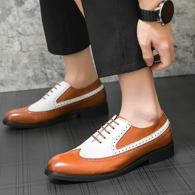 Zapatos elegantes de cuero para hombre, vestido de plataforma cómodo de lujo, estilo británico, negocios, boda y fiesta