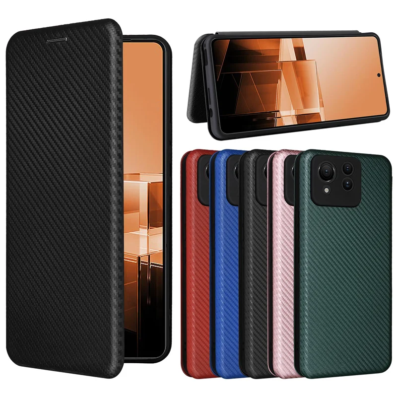 For Asus ZenFone 11 Ultra Luxury Flip Ultra Thin Skin Carbon Fiber Magnetic Adsorption Case For Asus 11 Ultra Safe Back Cover