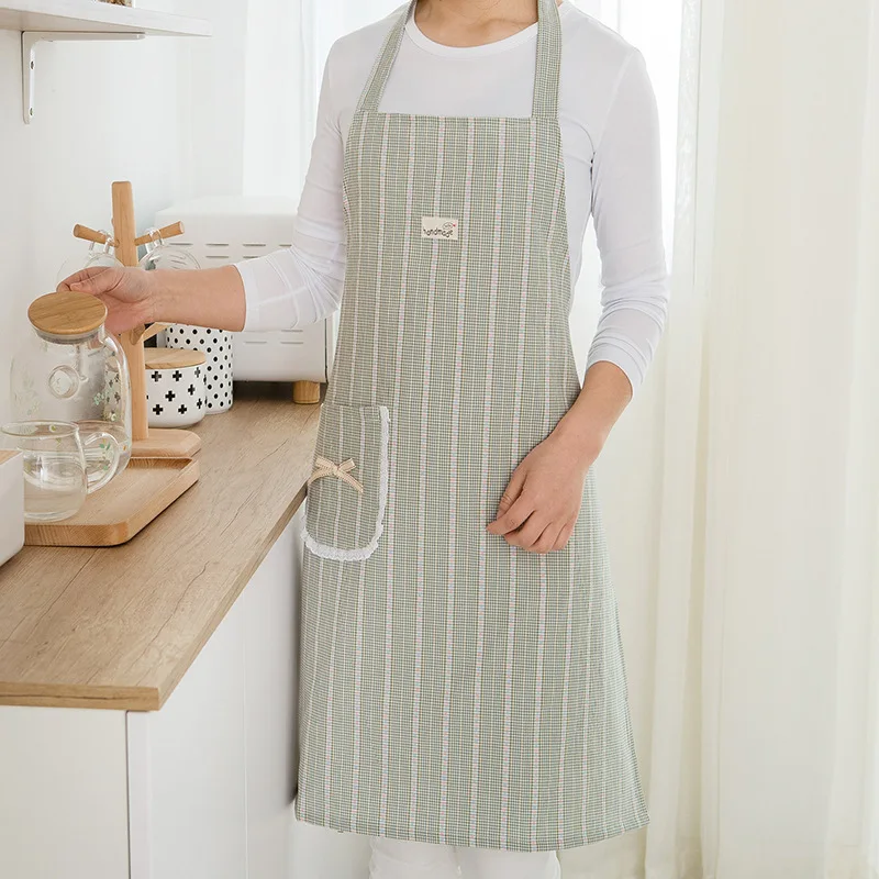 Breathable Cotton Home Apron with Hanging Neck And Shoulder Strap - Fashionable Kitchen Cooking Work Clothes Anti-Fouling