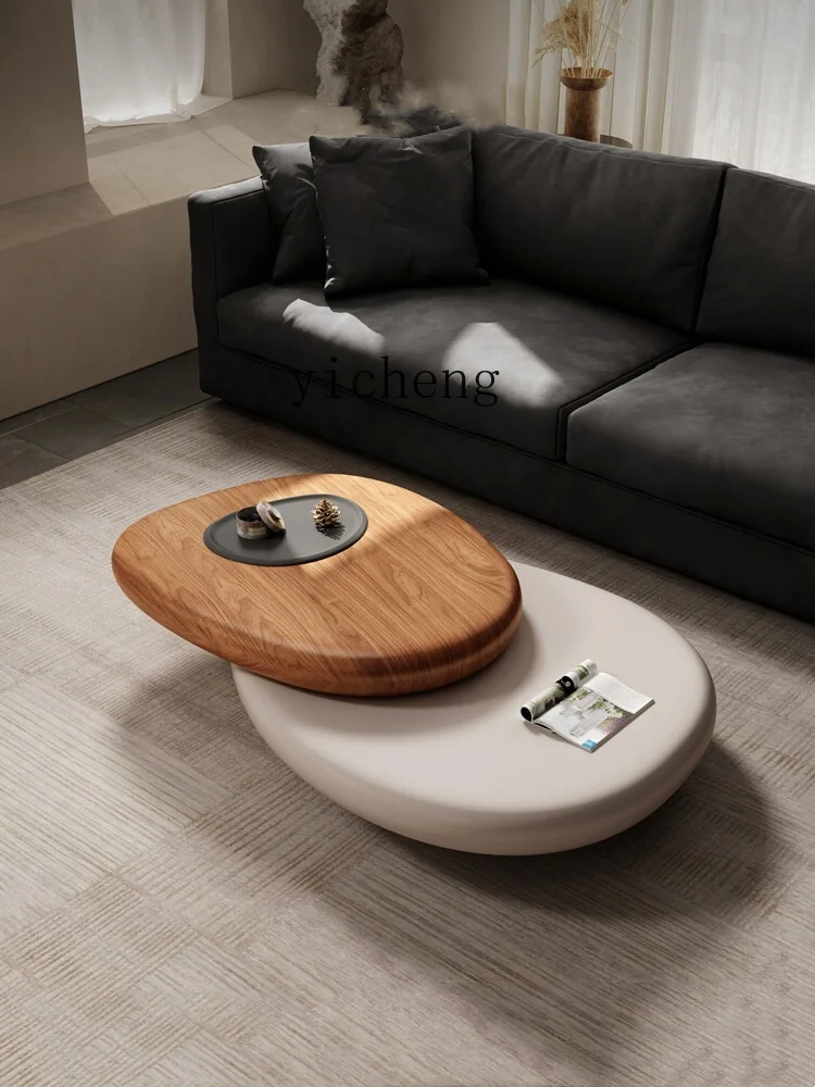 ZF Pebble Rotating Coffee Table Living Room Home Creative Strange Shape Small Apartment Coffee Table