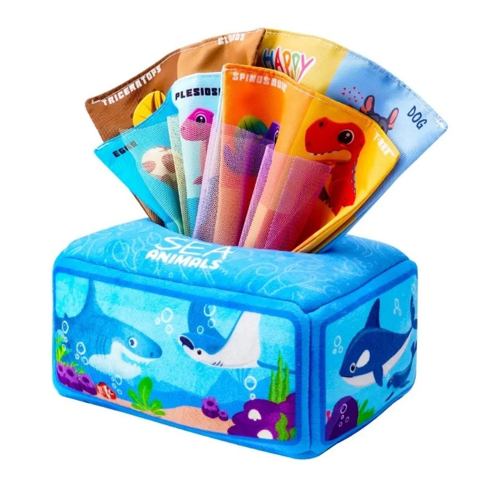 with Sensory Crinkle Paper Tissue Box Toy Education Montessori Finger Exercising Early Learning Toy Pulling Game