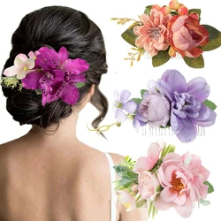 Bridal Flower Hair Comb Clip Wedding Hair Accessories Ladies Non-slip Hairpins Ponytail Styling Tools Fashion Headwear Oranments