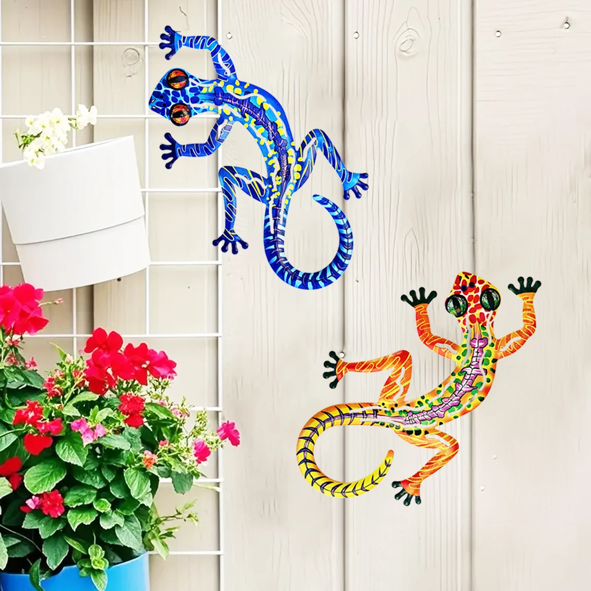 Metall-Kunst-Gecko-Wanddekoration, lebendige Eisenkunst, Eidechsen-Skulpturen, Gecko-Hängeornament für Zuhause, Büro, Hof, Garten, Hochzeit im Freien – Detail 4