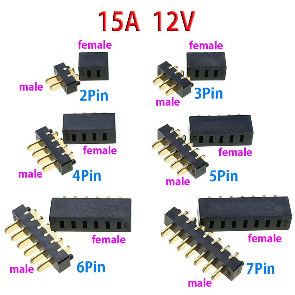 

2/3/4/5/6/7/8/9/10/11/12Pin Male Female Plug Socket 15A 12V High Current Battery Connector 3.0mm Pitch Battery Power Connectors