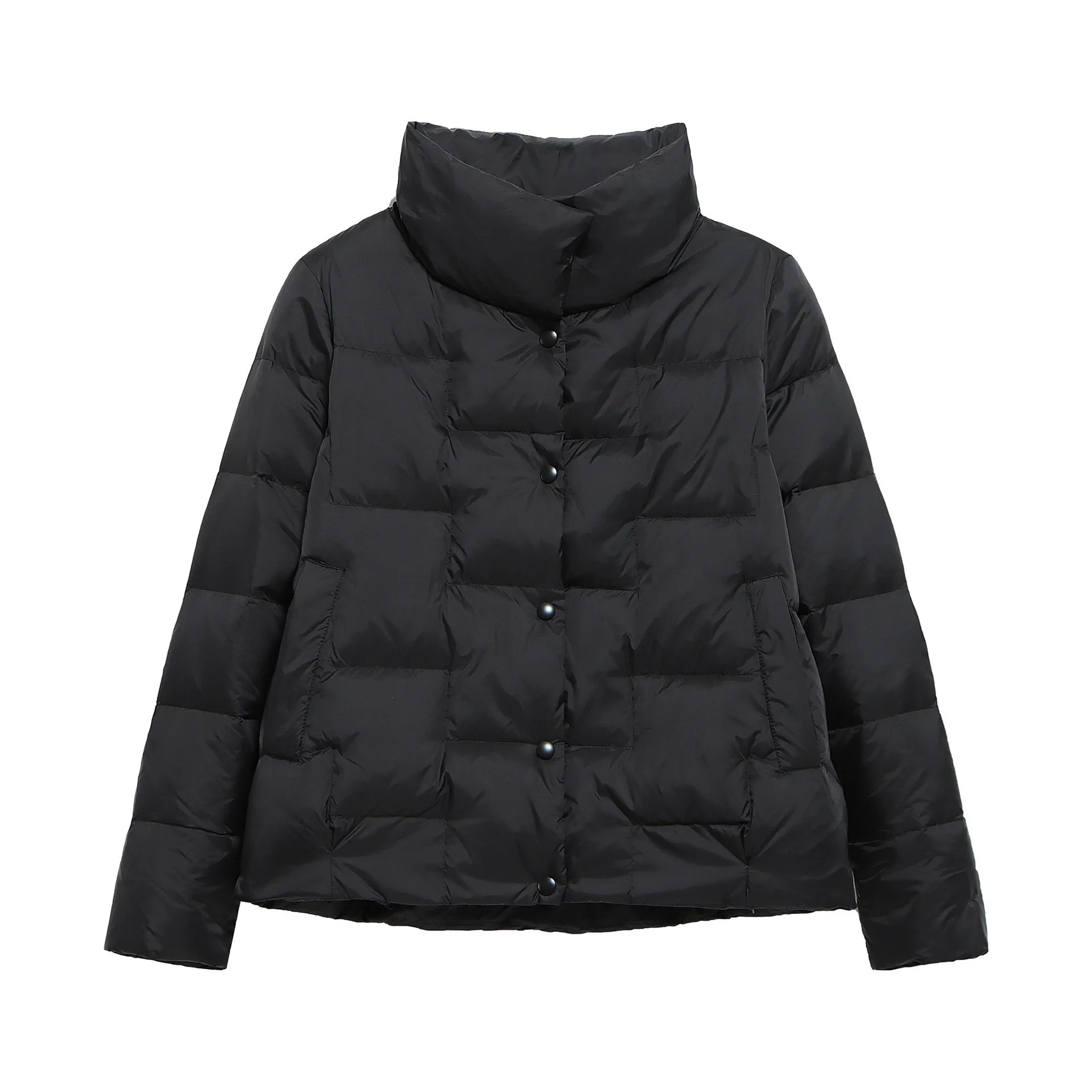 秋冬ファッション アウター トレンド ショート パファージャケット レディース ゆったり カジュアル 薄手 ホワイトダックダウン スタンドカラー