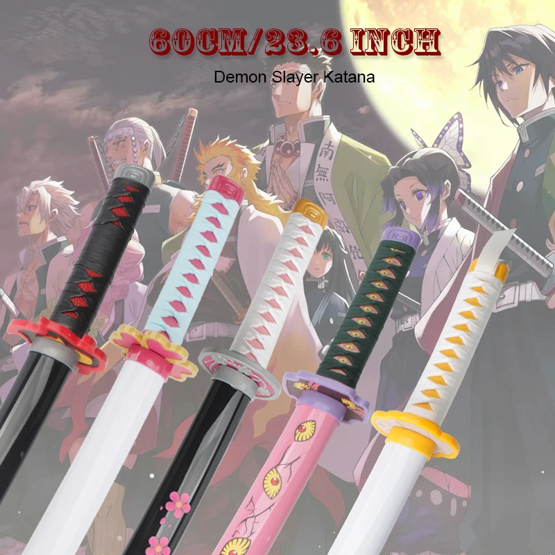 Novo modelo 60cm/23.6 Polegada demon slayer katana 1:1 padrões originais armas cosplay mitsuri tanjiro brinquedo de madeira anime espada