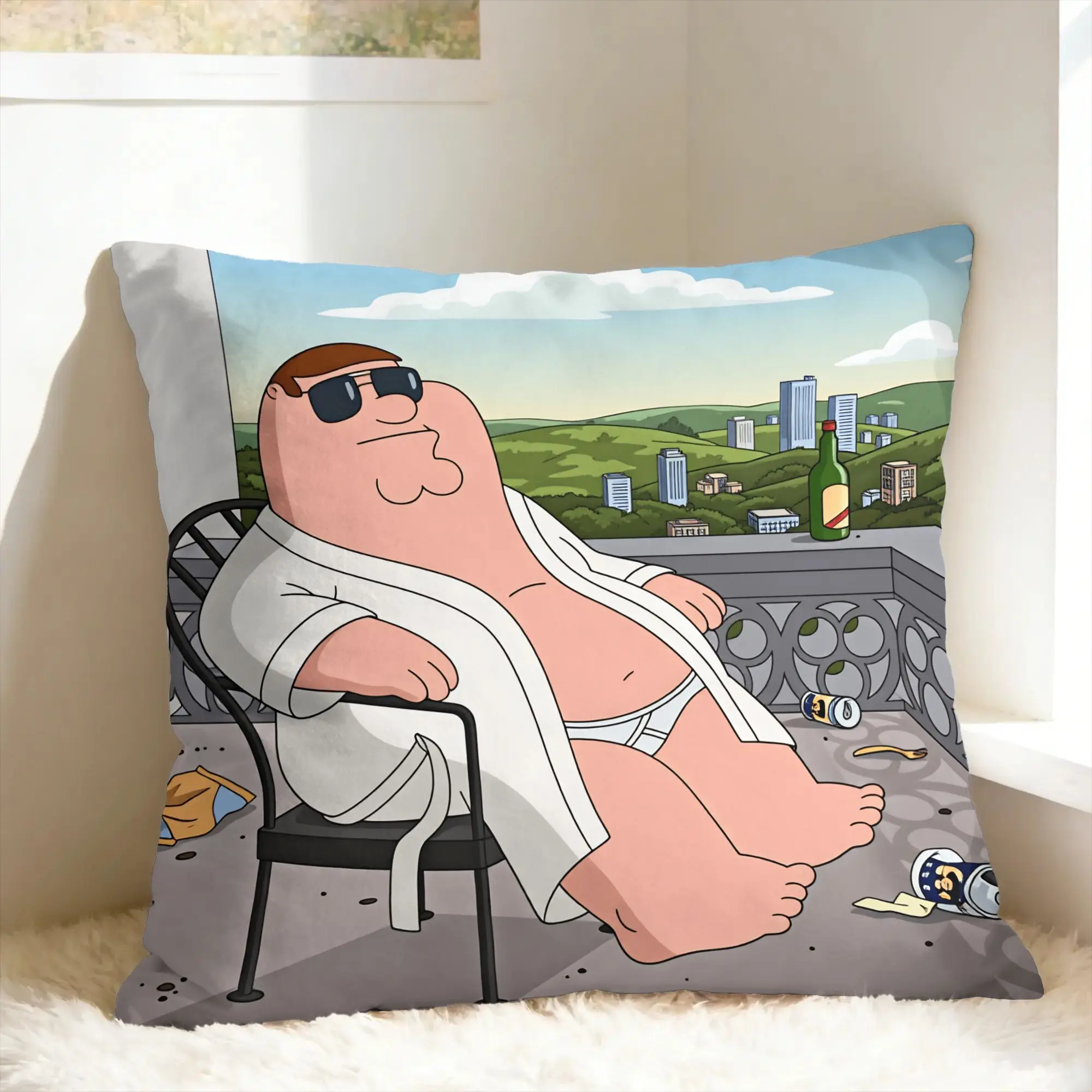 F-Family Funny Guys peter Pillow Case  Comfy Pillow Cover For Sofa Car Home Decor Retro Trendy Pillowcases