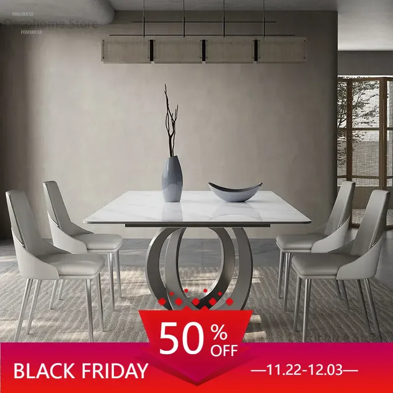 

Italian Luxury Bright Surface Home Small Apartment Dining Table High End Slate Dining Tables Simple Modern Rectangular Tables