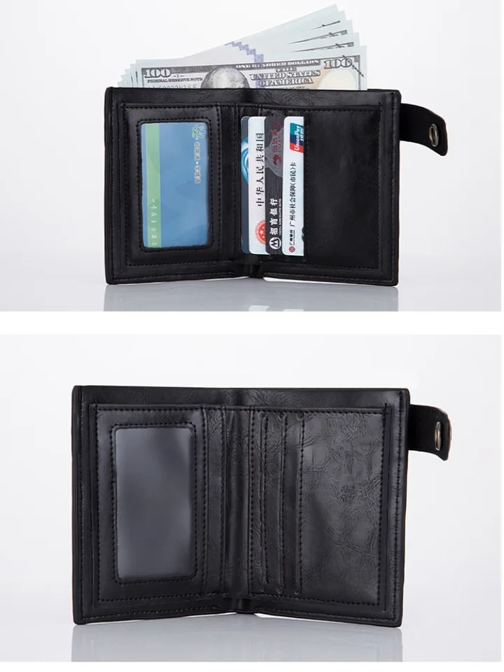 Men's PU Leather Wallet Foldable Rivet Retro Biker Wallet Anti