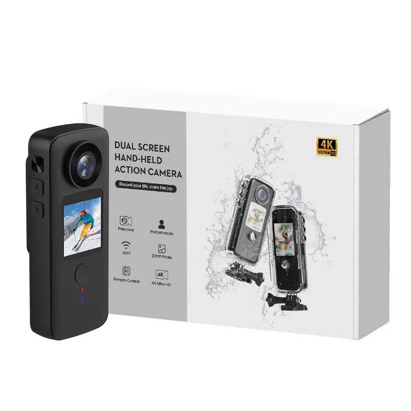 

4K WiFi Anti-shake Action Camera Dual Screen 30m Waterproof Touch Screen Sport Camera for Travel Video Recorder Diving Bodycam