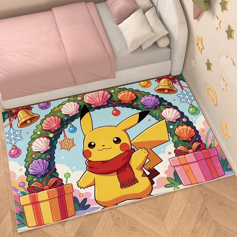 Area Rug, Faux Cashmere, Pikachu 3D Print, Soft Water Absorbent, Non Slip Wreath Art Home Area Mat Rug