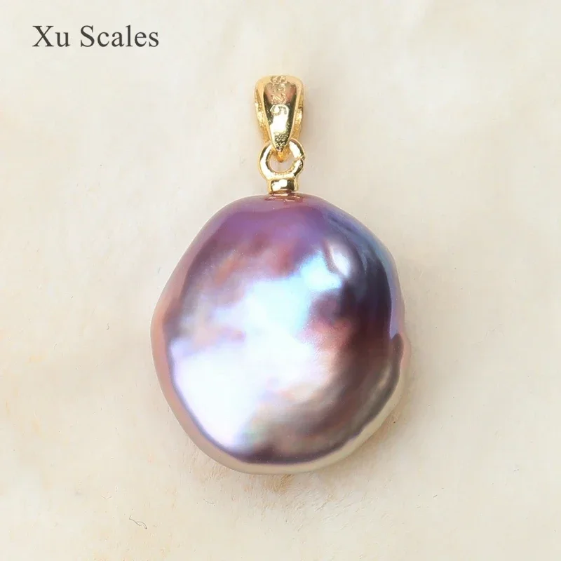

100% Natural Metallic Fresh Water Irregular Droplet Buckle Baroque Pearl S925 Sterling Silver Pendant Classic Simple Jewelry