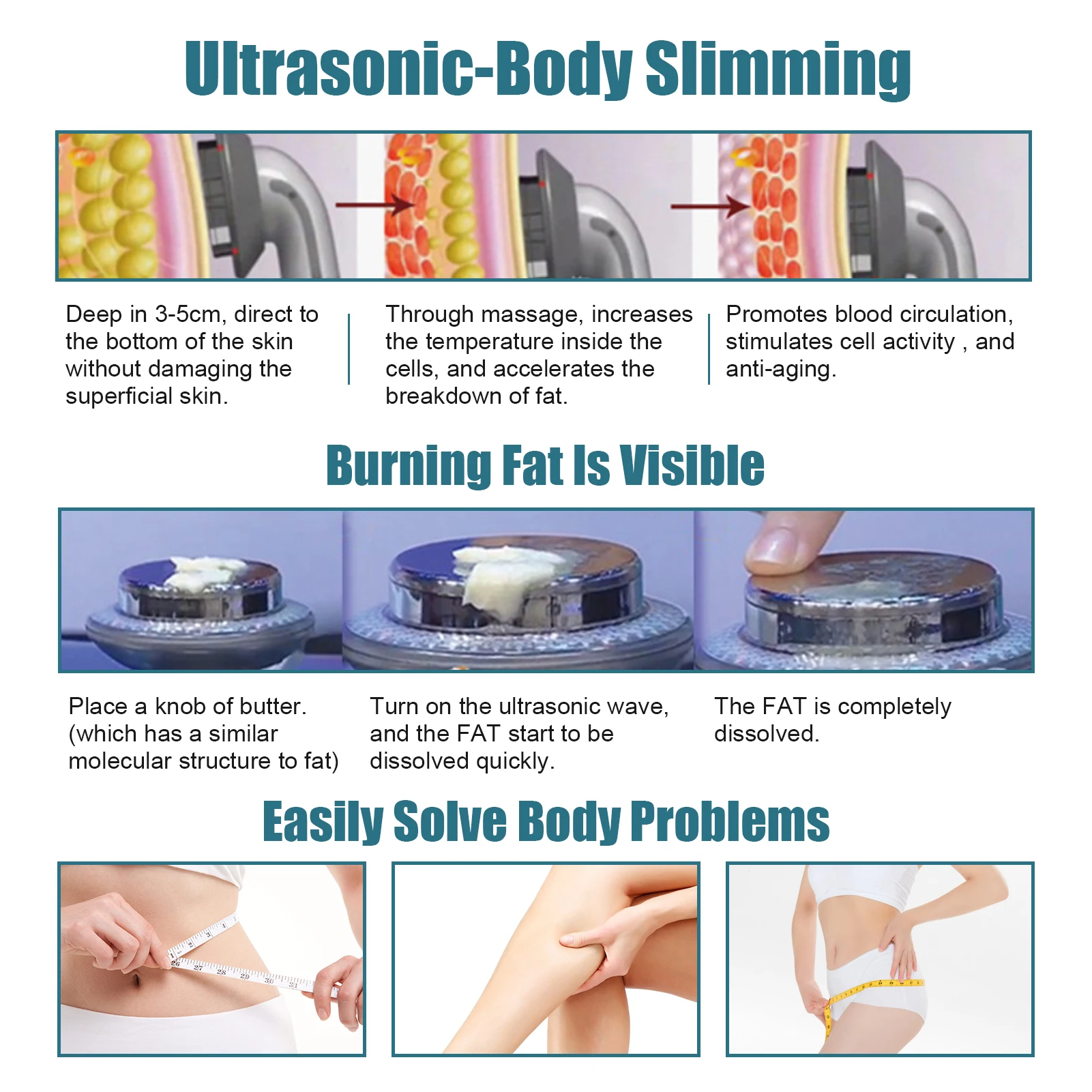 Portable Ultrasound Machine Ultrasonic Cavitation EMS Body Slimming Product Weight Loss Electric Infrared Massage Home Appliance