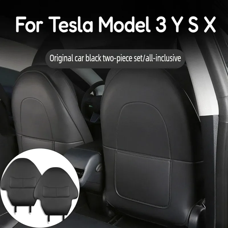 Upgrade Leather Seat Protector For Tesla Model Y/3/S/X Back Seat Cover Kids Kick Mats Waterproof Pet Protect Covers 2PCS